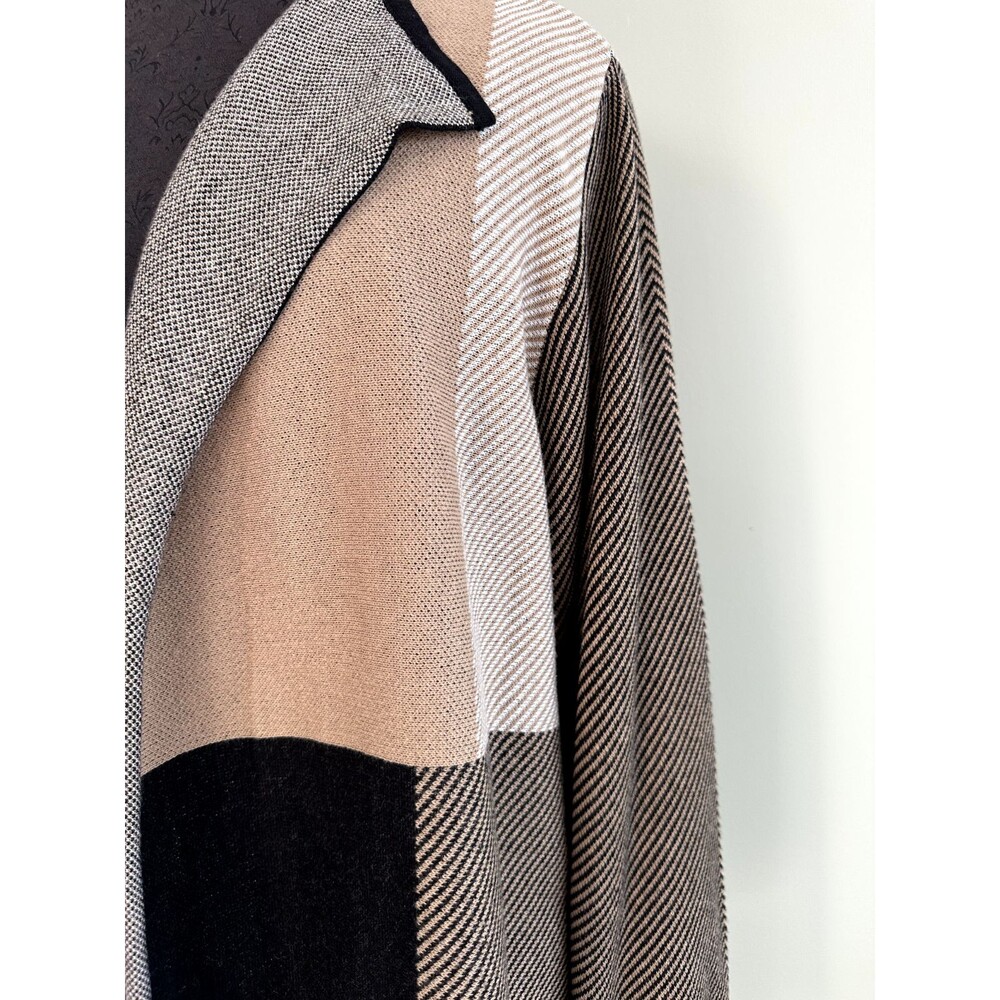 Kasper Women's Sweater Open Front Cardigan Colorblock Black & Tan - Picture 5 of 8